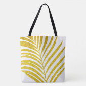 Glittery Golden Palm Tree Leaf Tropical Weddings Tote Bag (Voorkant)