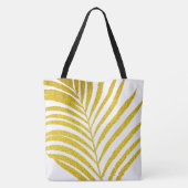 Glittery Golden Palm Tree Leaf Tropical Weddings Tote Bag (Achterkant)