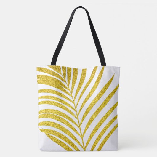 Glittery Golden Palm Tree Leaf Tropical Weddings Tote Bag (Achterkant)