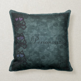 Glittery Gothic Skulls Personalized Sierkussen