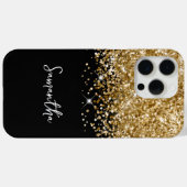 Glittery Goud en Zwart Glam Naam Case-Mate iPhone Case (Achterkant (horizontaal))