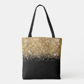 Glittery Goud en Zwart Glam Naam Tote Bag (Achterkant)