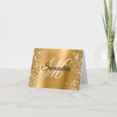 Glittery Goud Metallic Folie Fancy Monogram Kaart (Voorkant)