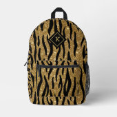 Glittery goud, zwart zebrapatroon monogram bedrukte rugzak (Voorkant)