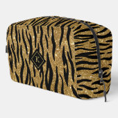 Glittery goud, zwart zebrapatroon monogram toilettasje (Rechterhoek)