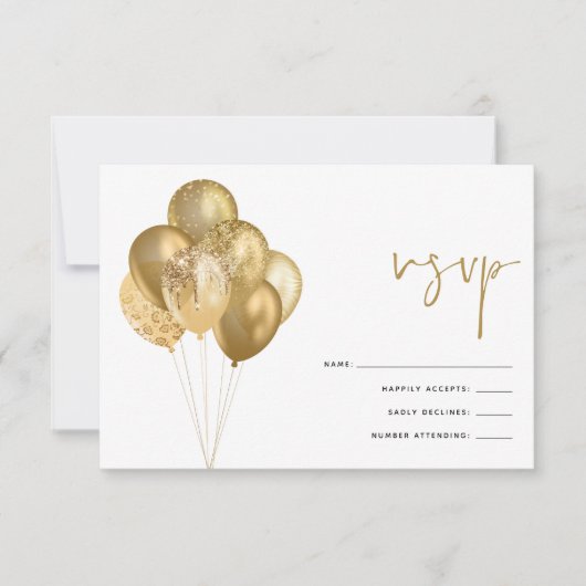 Glittery gouden ballonnen 60ste verjaardag partij RSVP kaartje (Voorkant)