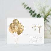 Glittery gouden ballonnen 60ste verjaardag partij RSVP kaartje (Staand voorkant)