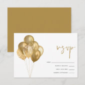 Glittery gouden ballonnen 60ste verjaardag partij RSVP kaartje (Voorkant / Achterkant)