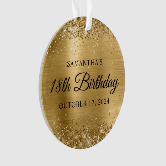 Glittery Gouden Folie 18e Verjaardag Foto Ornament (voorkant)