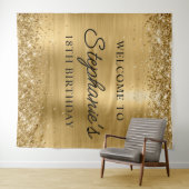 Glittery Gouden Folie 18e Verjaardag Script Welkom Wandkleed (In Situ (horizontaal))