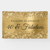 Glittery Gouden Folie 40 & Uitstekend Welkom Spandoek (Horizontaal)
