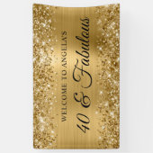 Glittery Gouden Folie 40 & Uitstekend Welkom Spandoek (Verticaal)