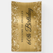 Glittery Gouden Folie 60e Verjaardag Welkom Spandoek (Verticaal)