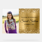Glittery Gouden Folie Sweet Sixteen Welkom Groot Acryl Bord (Voorkant)