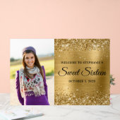 Glittery Gouden Folie Sweet Sixteen Welkom Groot Acryl Bord (Huwelijk)