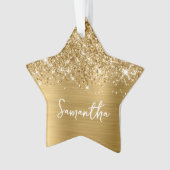 Glittery Gouden Glam Naam Ster Ornament (voorkant)