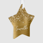 Glittery Gouden Glam Naam Ster Ornament (voorkant)