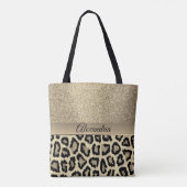 Glittery gouden luipaard print gepersonaliseerd tote bag (Achterkant)