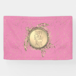 Glittery gouden schildpad op roze verjaardag geper spandoek