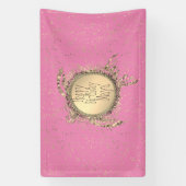 Glittery gouden schildpad op roze verjaardag geper spandoek (Verticaal)