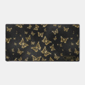 Glittery Gouden Vlinders Patroon Aangepast Monogra Bureaumat (Voorkant)