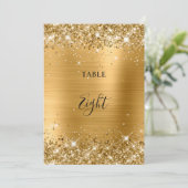 Glittery Goudfolie Trouwtafel Nummer 5x7 Kaart (Staand voorkant)