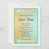 Glittery Gradient Bat Mitzvah Aqua Gold Invitation Kaart (Voorkant)