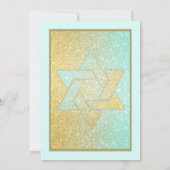 Glittery Gradient Bat Mitzvah Aqua Gold Invitation Kaart (Achterkant)