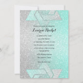 Glittery Gradient Bat Mitzvah Aqua Kaart (Voorkant)