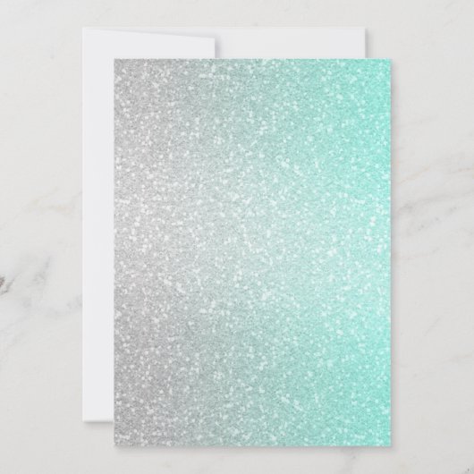 Glittery Gradient Bat Mitzvah Aqua Kaart (Achterkant)