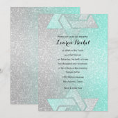 Glittery Gradient Bat Mitzvah Aqua Kaart (Voorkant / Achterkant)