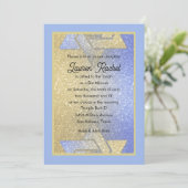 Glittery Gradient Bat Mitzvah Blue Invitation Kaart (Staand voorkant)
