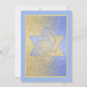 Glittery Gradient Bat Mitzvah Blue Invitation Kaart (Achterkant)