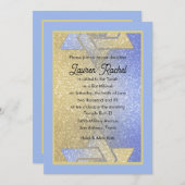 Glittery Gradient Bat Mitzvah Blue Invitation Kaart (Voorkant / Achterkant)