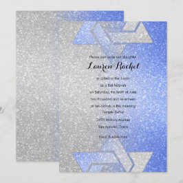 Glittery Gradient Bat Mitzvah Blue Kaart