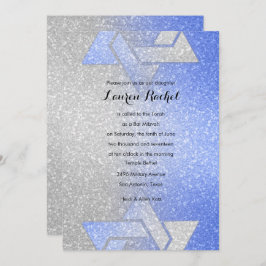 Glittery Gradient Bat Mitzvah Blue Kaart