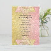 Glittery Gradient Bat Mitzvah Coral Kaart (Staand voorkant)