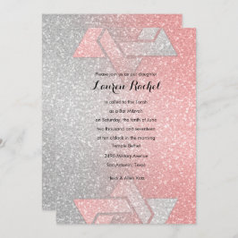 Glittery Gradient Bat Mitzvah Coral Kaart