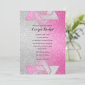 Glittery Gradient Bat Mitzvah Hot Pink Kaart (Staand voorkant)