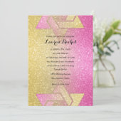 Glittery Gradient Bat Mitzvah Hot Pink Kaart (Staand voorkant)