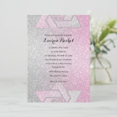 Glittery Gradient Bat Mitzvah Pink Kaart (Staand voorkant)