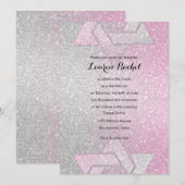 Glittery Gradient Bat Mitzvah Pink Kaart (Voorkant / Achterkant)