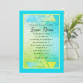 Glittery Gradient Bat Mitzvah Turquoise Limoen Inv Kaart (Staand voorkant)