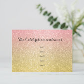 Glittery Gradient Party Kaart Coral (Staand voorkant)