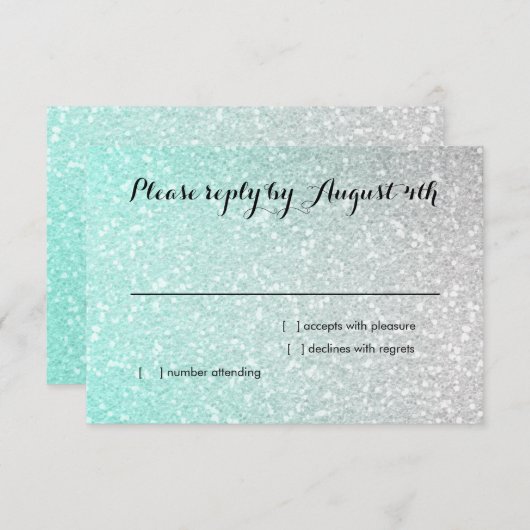 Glittery Gradient RSVP Aqua (Voorkant / Achterkant)