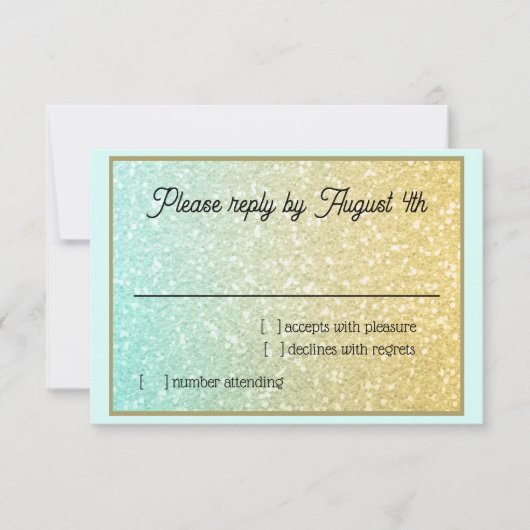 Glittery Gradient RSVP Aqua Gold (Voorkant)