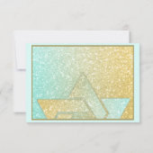 Glittery Gradient RSVP Aqua Gold Kaartje (Achterkant)