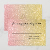 Glittery Gradient RSVP Coral (Voorkant / Achterkant)