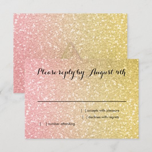 Glittery Gradient RSVP Coral (Voorkant / Achterkant)