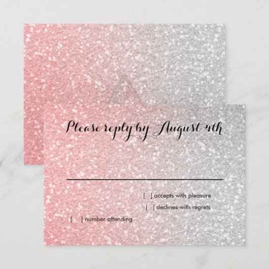 Glittery Gradient RSVP Coral (Voorkant / Achterkant)